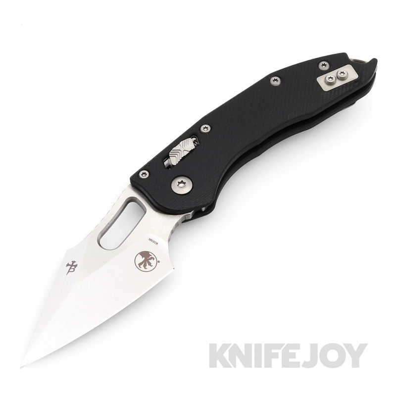 MICROTECH 169RL-10FLGTBK Borka Stitch RAM-LOK Folding Knife Single Edge Stonewash Standard Blade with Fluted Black G10 Handles