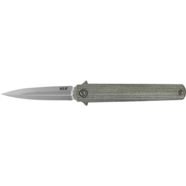 MKM Maniago Knife Makers Flame Dagger FL02-GCT Folding Knife/ M390 Bead Blasted Blade with Green Canvas Micarta Handles