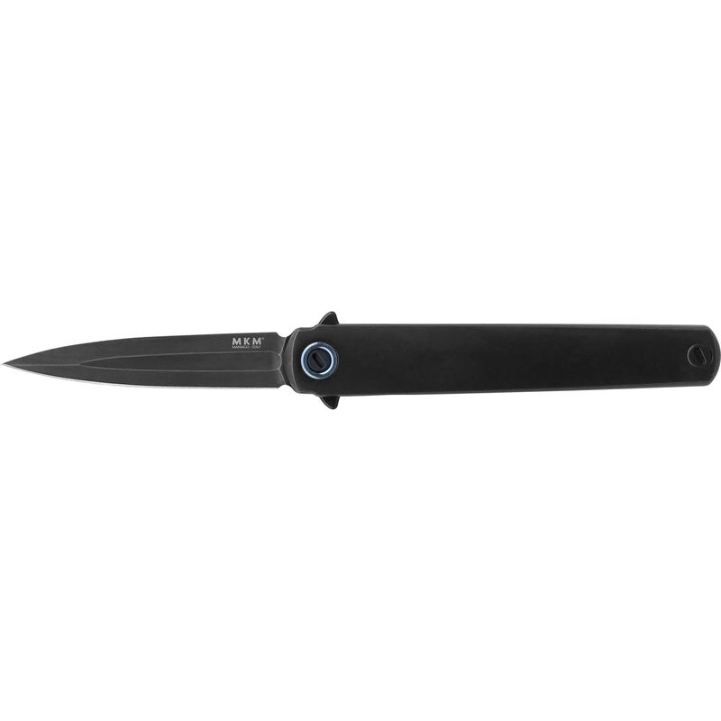 MKM Maniago Knife Makers Flame Dagger FL02-TDSW Folding Knife/ M390 Black Stonewash Blade with Black GR.5 Titanium Handles