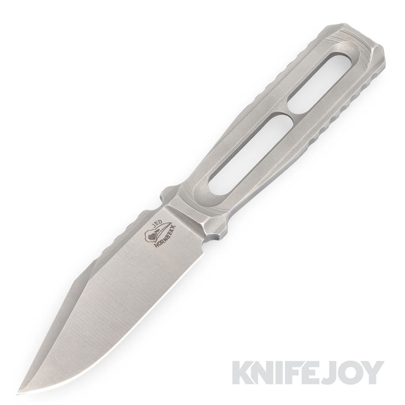 Jed Hornbeak Knives Snipe Fixed Blade Stonewash D2 Blade with Titanium Handles