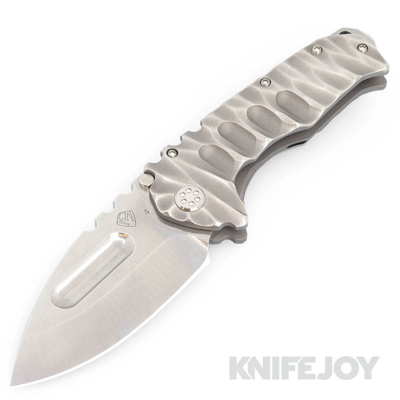 Medford Knives Praetorian Ti S45VN Tumbled Drop Point Blade with Silver Predator Handles/ Standard Hardware and Clip