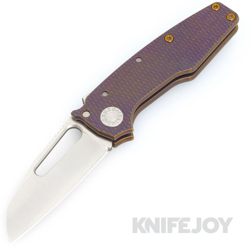 Demko Knives AD22 Custom Hand Ground Shark Foot Magnacut Blade with Sculpted / Anodized Titanium Handles