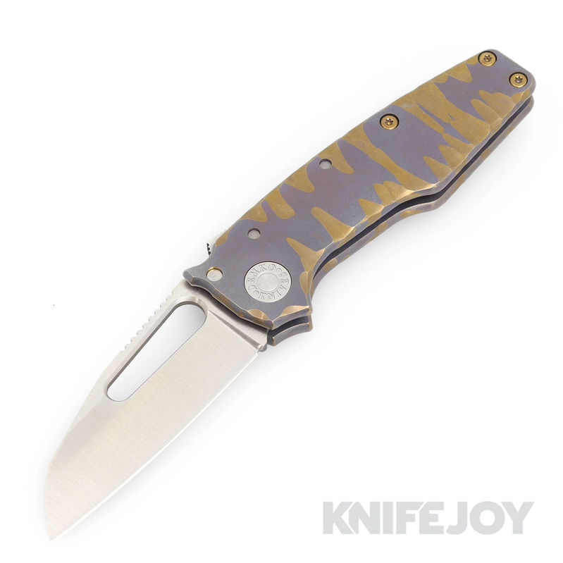 Demko Knives AD22 Custom Hand Ground Shark Foot Magnacut Blade with Sculpted / Anodized Titanium Handles and Ambi Deep Carry Clip
