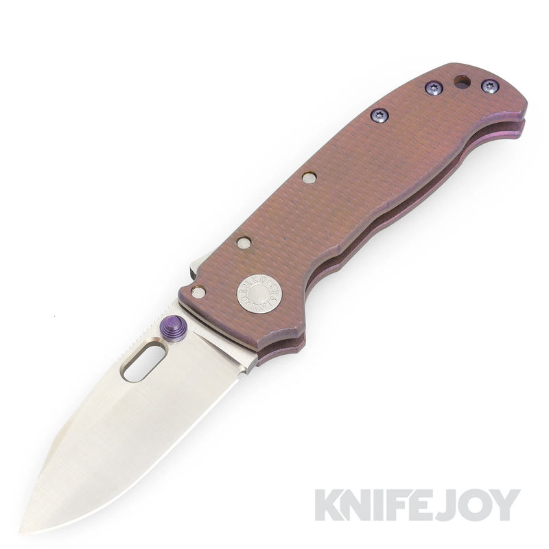 Demko Knives AD20 Compact Custom Handground Magnacut Blade with Textured/ Anodized Titanium Handles