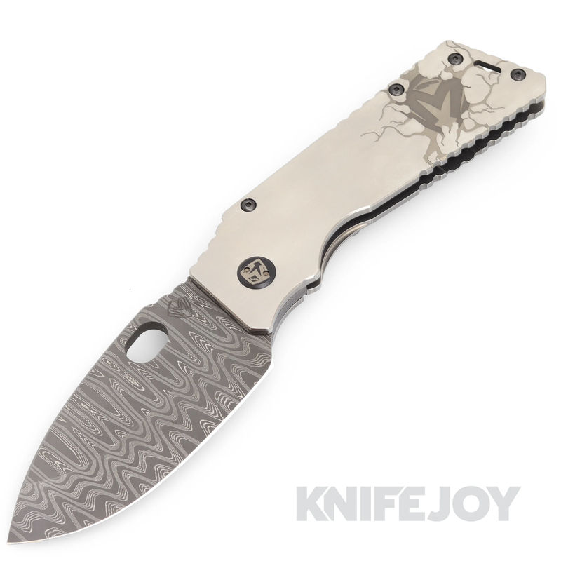 Medford Knives TFF-1 Chad Nichols Damascus Blade with Brushed Silver "MKT" Lasered Handles/ Standard Hardware/ Lasered Clip