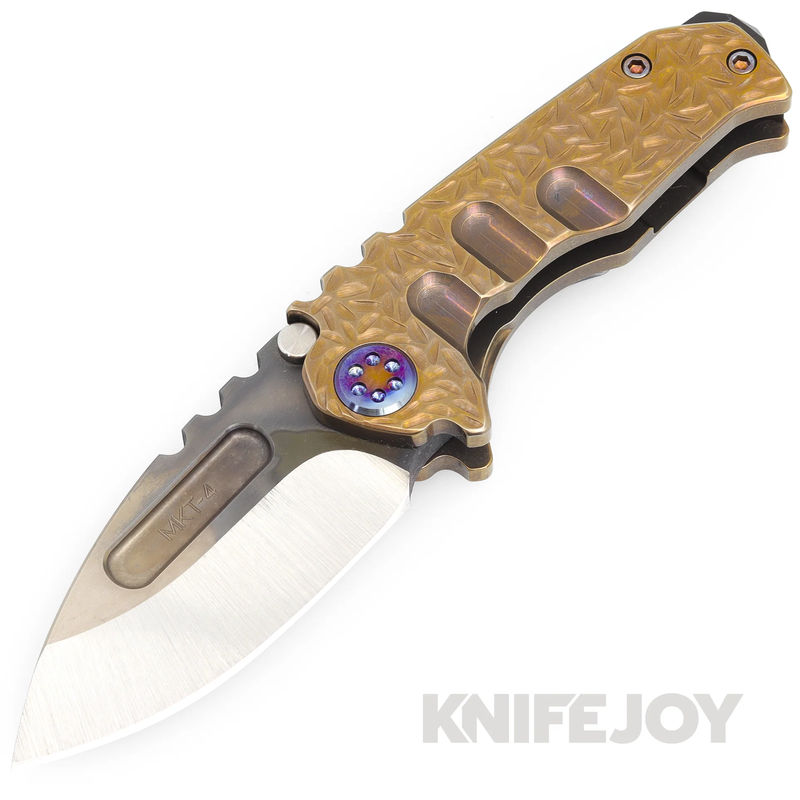 Medford Knives Micro Praetorian Ti S45VN Vulcan Drop Point Blade with Bronze "Jasmine Fields" Handles/ Flamed Hardware and Clip