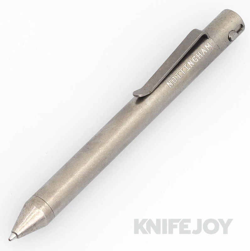Nottingham Tactical TiButton Right Hand Single Lock Smoothie Parker Tumbled Titanium Pen