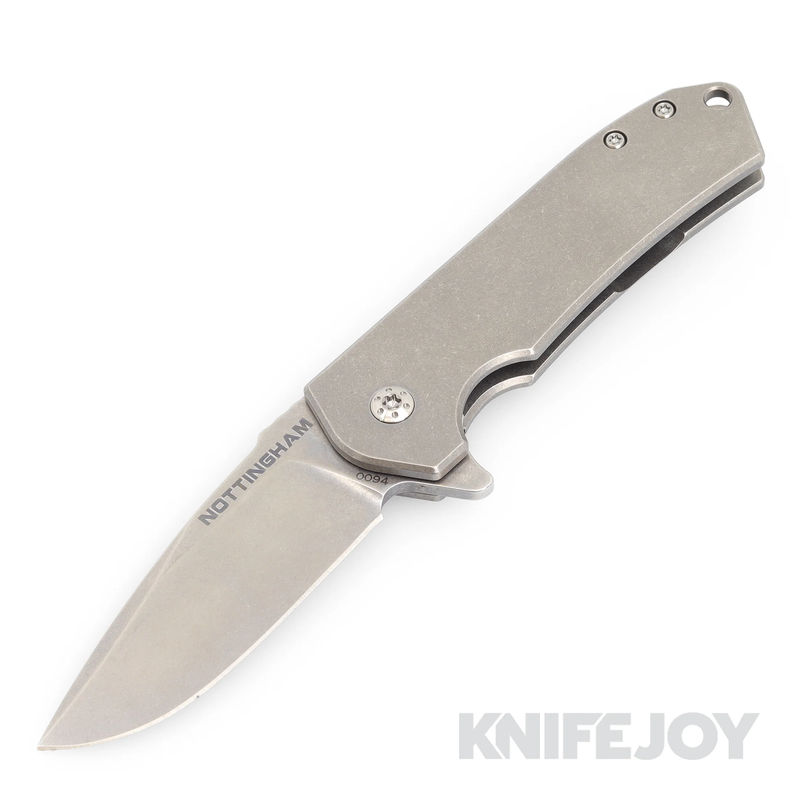 Nottingham Tactical Ultra4 Folder Tumbled Blade with Tumbled Titanium Handles