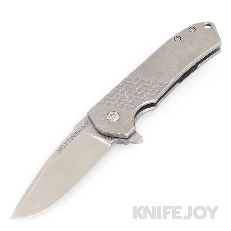 Nottingham Tactical Ultra4 Folder Tumbled Blade with Honey Badger Tumbled Titanium Handles