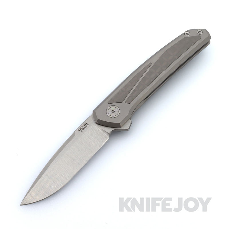 Pena X-Series Cobra Flipper Satin M4 Blade with Dark Bead Blast Titanium / Frag Inlay Scales