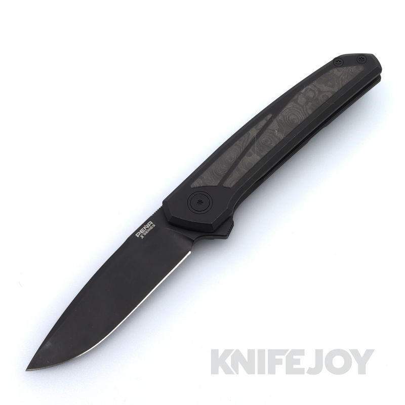 Pena X-Series Cobra Flipper PVD M4 Blade with PVD Titanium / Black Dunes Fat Carbon Inlay Scales