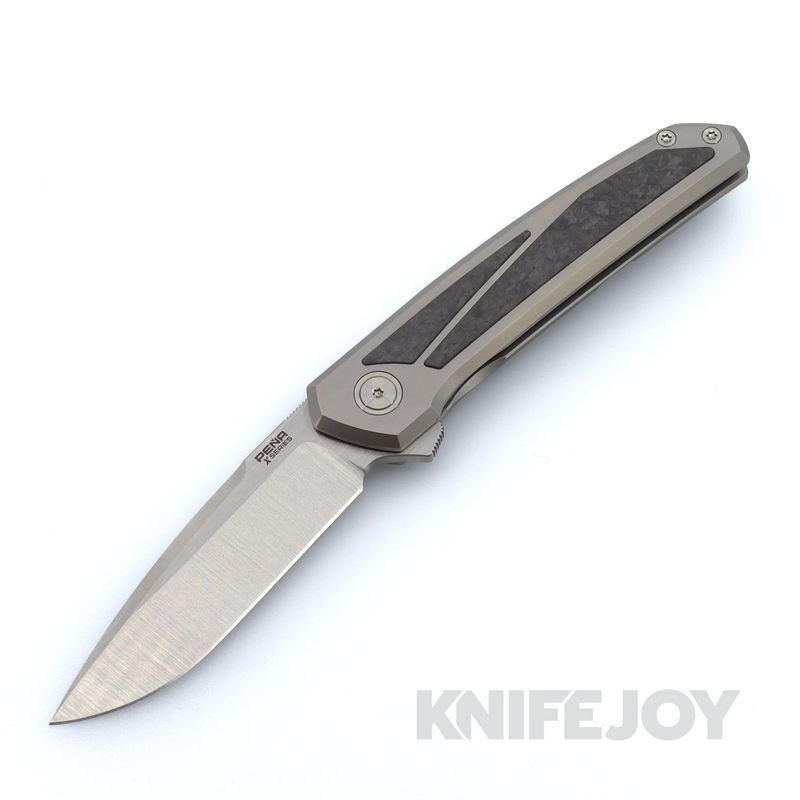 Pena X-Series Cobra Flipper Satin M4 Blade with Satin Titanium / Carbon Fiber Inlay Scales