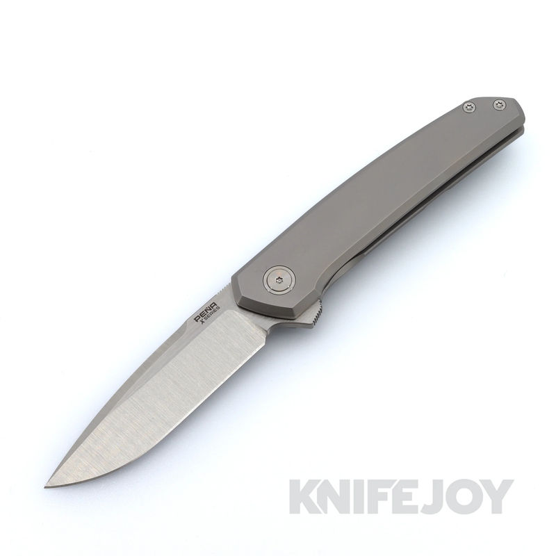 Pena X-Series Cobra Flipper Satin M4 Blade with Bead Blasted Titanium Scales
