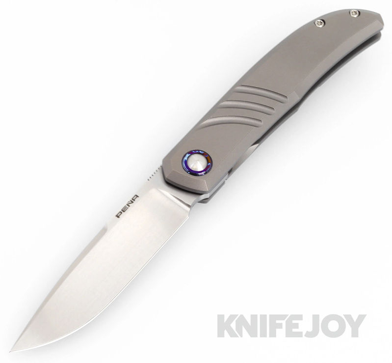 Enrique Pena Custom Rio Grande Front Flipper Plain Satin Blade with Titanium Scales/ Dark Mokuti Clip and Spacer