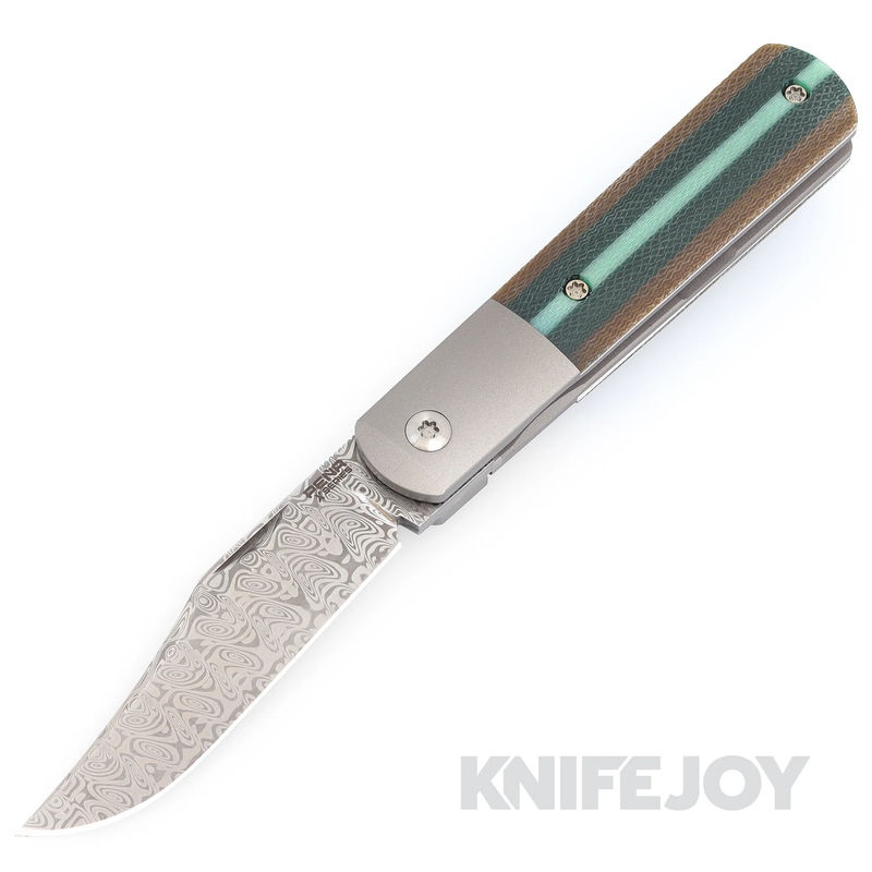Enrique Pena X Series Front Flipper Barlow #1 Clip Point Damasteel Blade with Custom Micarta
