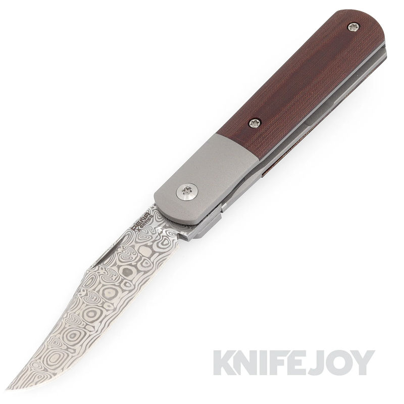 Enrique Pena X Series Front Flipper Barlow #1 Clip Point Damasteel Blade with Custom Micarta