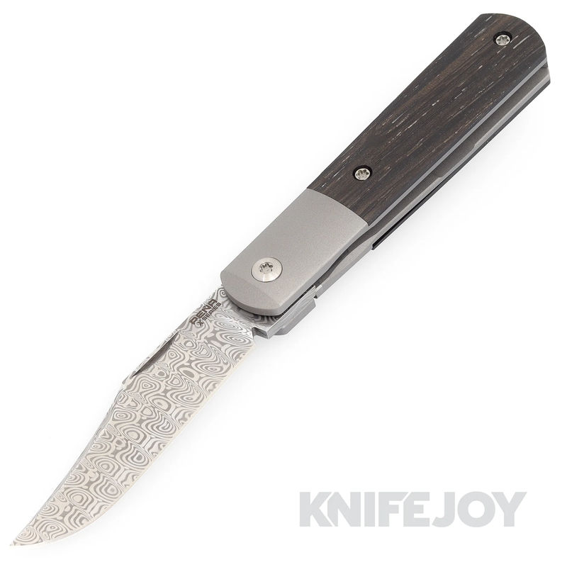 Enrique Pena X Series Front Flipper Barlow #1 Clip Point Damasteel Blade with Custom Wood Handles