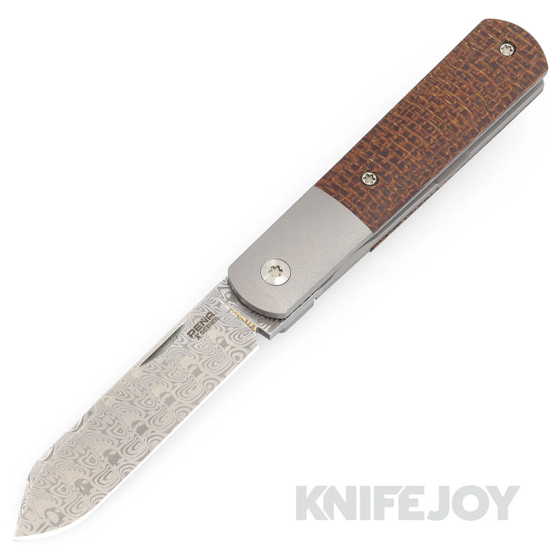 Enrique Pena X Series Front Flipper Barlow #2 Spey Blade Damasteel with Custom Burlap Micarta Handles