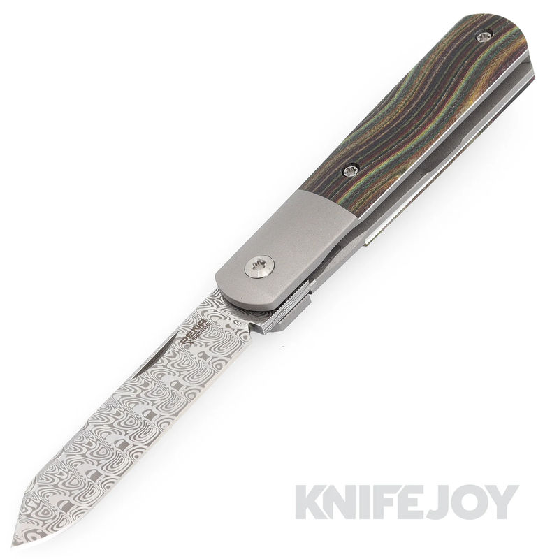 Enrique Pena X Series Front Flipper Barlow #2 Spey Blade Damasteel with Custom Micarta Handles