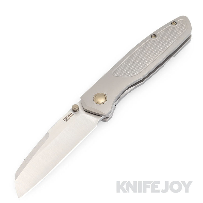 Enrique Pena X Series Front Flipper Bravo1 M390 Blade with Knurled Titanium Handles/ Bronze Hardware, Pivot, and Clip