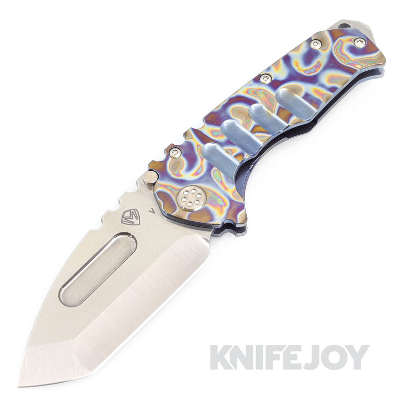 Medford Knives Praetorian "T" CPM 20CV Tumbled Tanto Blade with Flamed Blues Tsunami Handles/ Blue Spring/ Flamed Galaxy Clip KJ Exclusive - Clearance-Open Box