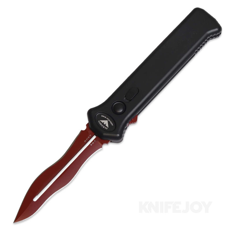 Paragon ASH-PARA-X-TORCH-B-CRB Estilleto Dagger OTF Cerakote Red Kriss Style Blade with Black Handle  Aluminum Handle