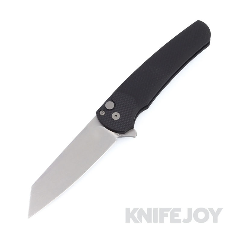 Pro-tech Knives PT5405 Malibu Flipper Reverse Tanto Stonewash Magnacut Blade with Black Textured Aluminum Handles