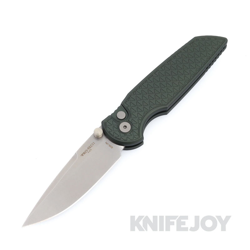 Pro-tech Knives PT-INT105-Green Tactical Response 3 Integrity Double Thumbstud Manual Stonewash S35VN Blade with Relic Textured Green Aluminum Handles/ Blasted Hardware/ Deep Carry Clip