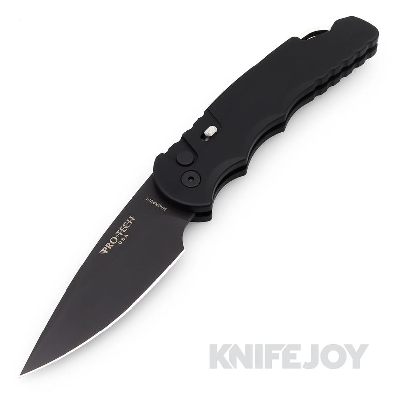 Pro-tech Knives TR-T4103 Auto Tactical Response 4 DLC Magnacut Saber Grind Blade with Black Handle/ Steel Secondary Safety