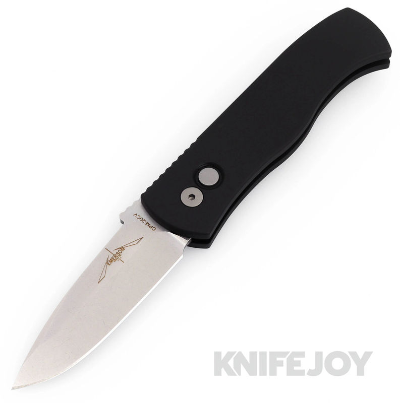 Pro-tech Knives E7A01-20CV Emerson CQC7 Auto Stonewash 20CV Blade with Black Aluminum Handles