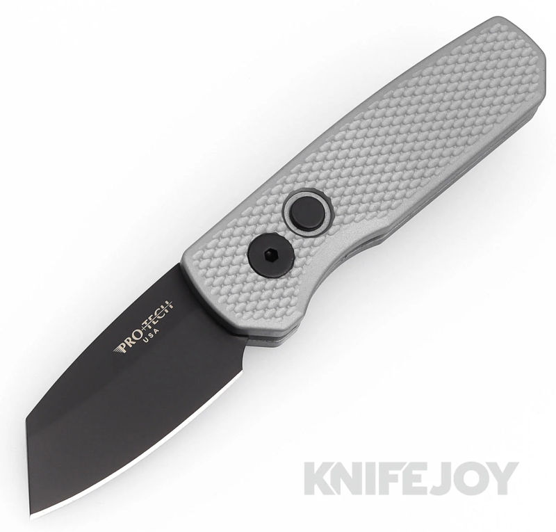 Pro-tech Knives PTR5406-GREY Auto Runt 5 DLC Reverse Tanto Magnacut Blade with Textured Grey Aluminum Handles
