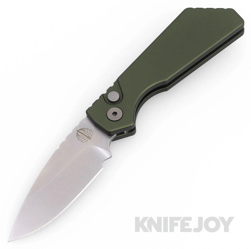 Pro-tech Knives PT201-GREEN Pro-Strider PT+ Auto Stonewash Magnacut Blade with Solid Green Aluminum Handles