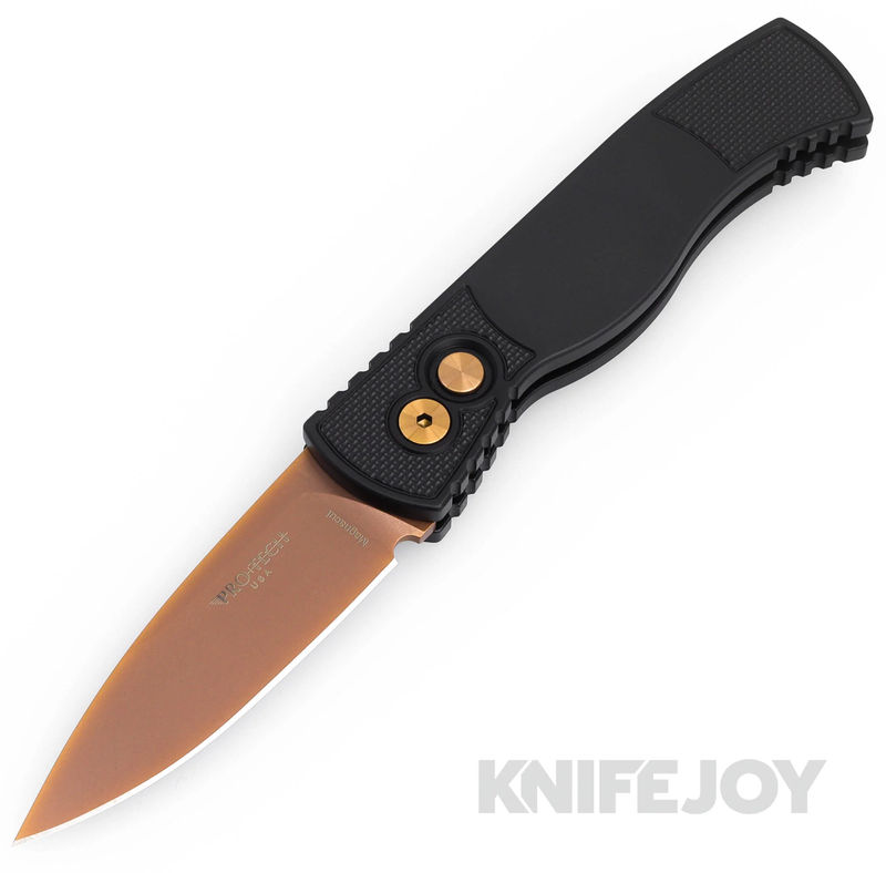 Pro-tech Knives PTT203-RG Tactical Response 2 Auto Folder Plain Edge Rose Gold Magnacut Blade with Black Textured Corners Aluminum Handles/ Rose Gold Hardware