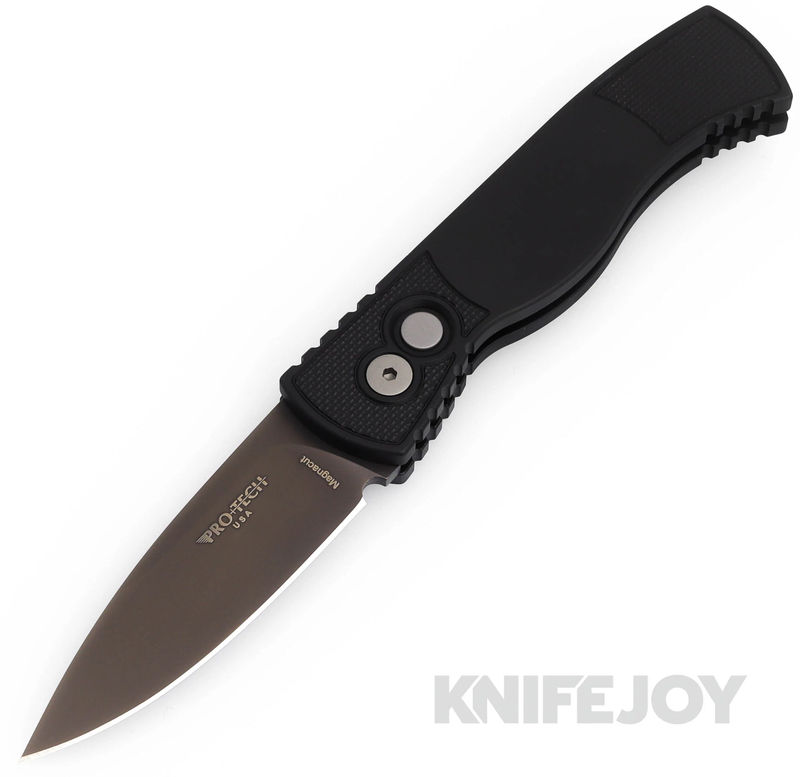 Pro-tech Knives PTT-221 Tactical Response 2 Auto Folder Plain Edge DLC Black Magnacut Blade with Black Aluminum Handles/ Textured Corners