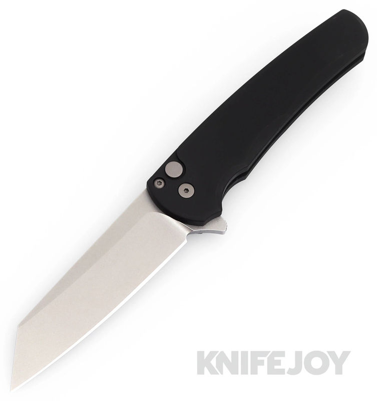 Pro-tech Knives PT5401 Malibu Flipper Reverse Tanto Stonewash Magnacut Blade with Black Aluminum Handles