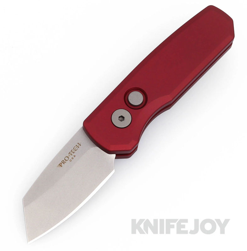 Pro-tech Knives PTR5401-RED Auto Runt 5 Stonewash Reverse Tanto Magnacut Blade with Red Aluminum Handles