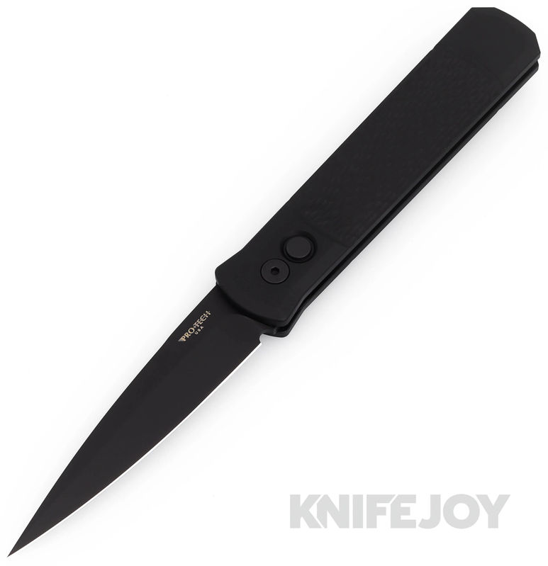Pro-tech Knives 926-SWAT GODFATHER Auto SWAT Plain Edge Black DLC Blade with Jigged Black Aluminum Handles