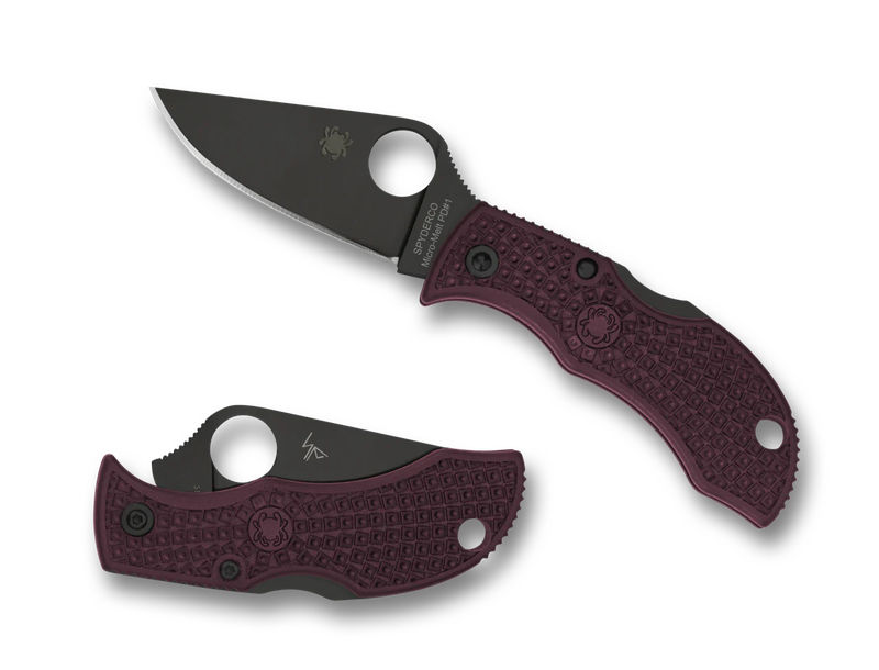 Spyderco MBBBKP Sprint Run Manbug Lightweight Folder CTS-PD1 Black PlainEdge Blade with Burgundy FRN Handles