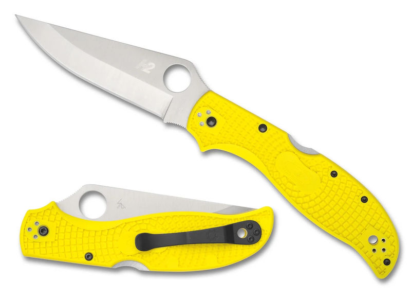 Spyderco C258PYL Salt 2 XL Lightweight Folding Knife H-2 Plain Edge Blade with Yellow FRN Handles