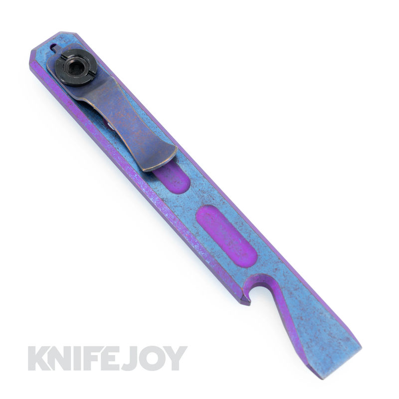 Zach Wood Custom Tools 5" Titanium Double Fuller PNP Anodized Finish Pry Bar/ Single Bolt Pocket Clip