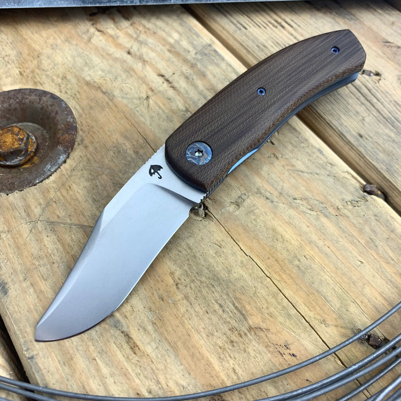 Rainy Day Knives Front Flipper Flat Grind Blade with Vintage G3 Glass Handles