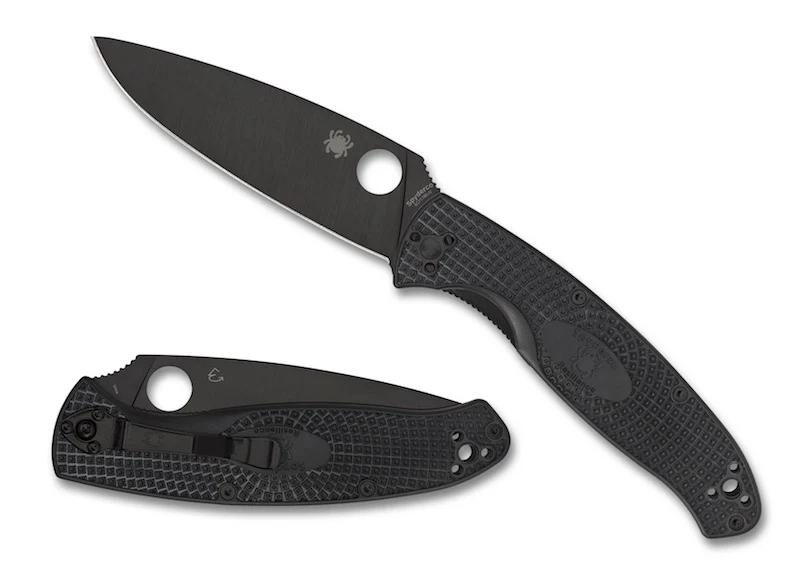 Spyderco C142PBBK Resilience Lightweight Blackout FRN Handles Black Plain Knife