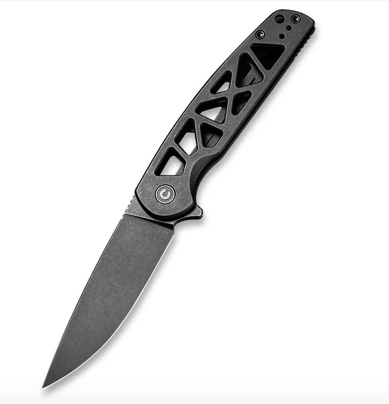 We Knife -CIVIVI Perf C20006-B Skeletonized Flipper Knife Black Stonewashed Steel Handles