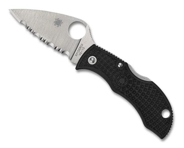 Spyderco MBKLFS Manbug Leaf Satin VG-10 SpyderEdge Blade with Black Lightweight FRN Handles