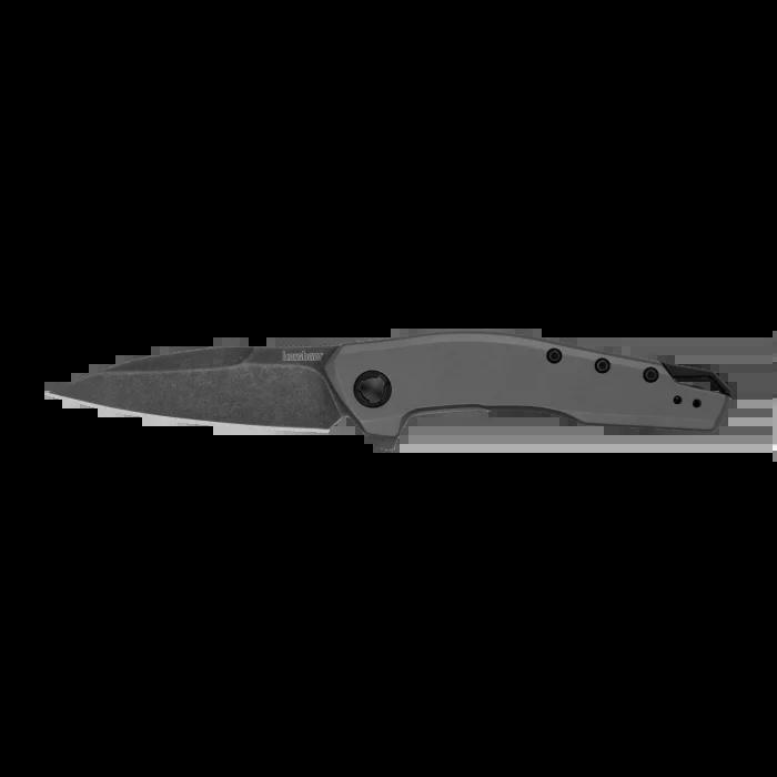 Kershaw 1815 Sanctum Assisted Flipper Blackwash Finish Drop Point Blade with Grey PVD Stainless Steel Handles
