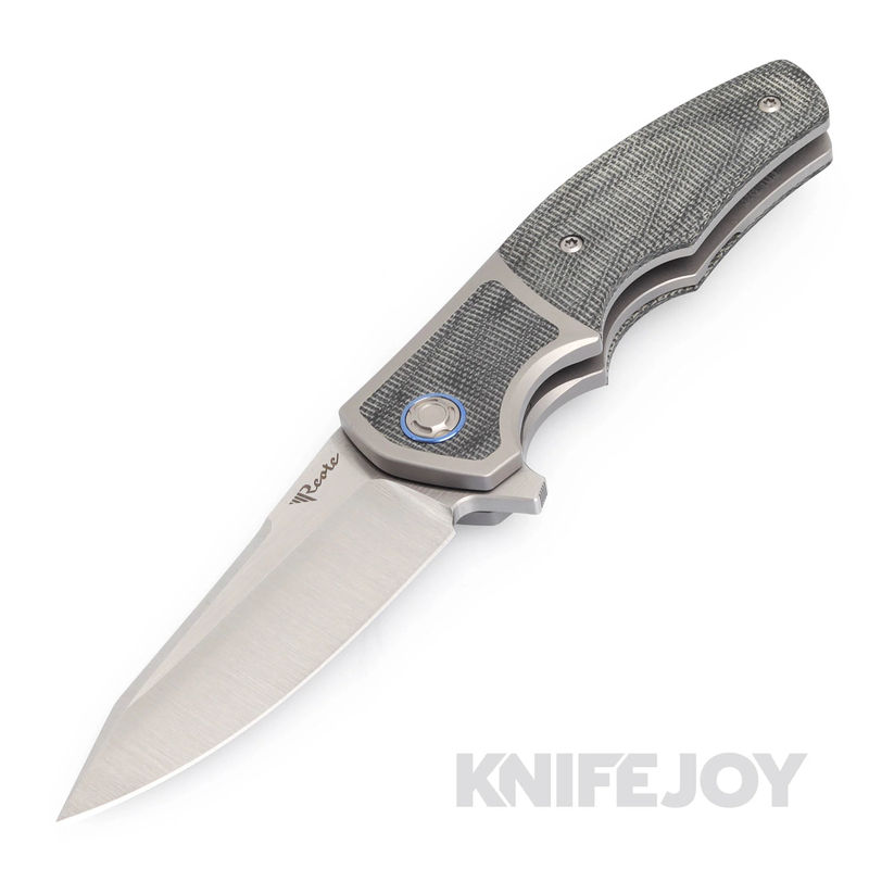 Reate Kirby Lambert Mini Crossroads Frame Lock Knife Satin Blade with Black Micarta Handles
