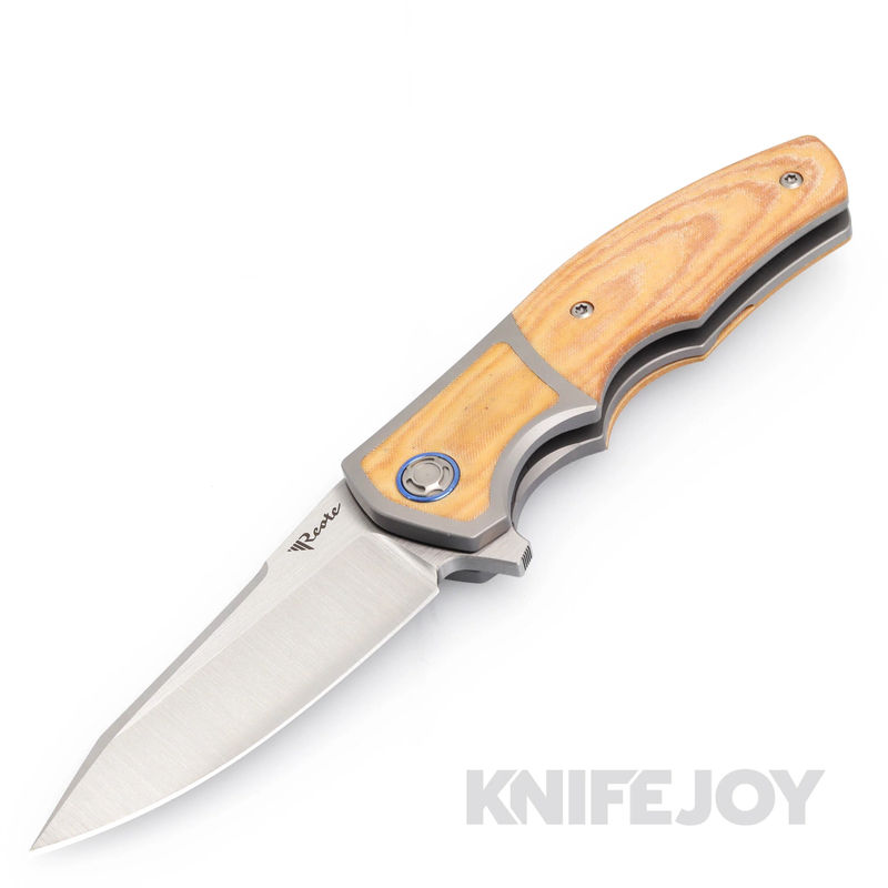 Reate Kirby Lambert Mini Crossroads Frame Lock Knife Satin Blade with White Micarta Han