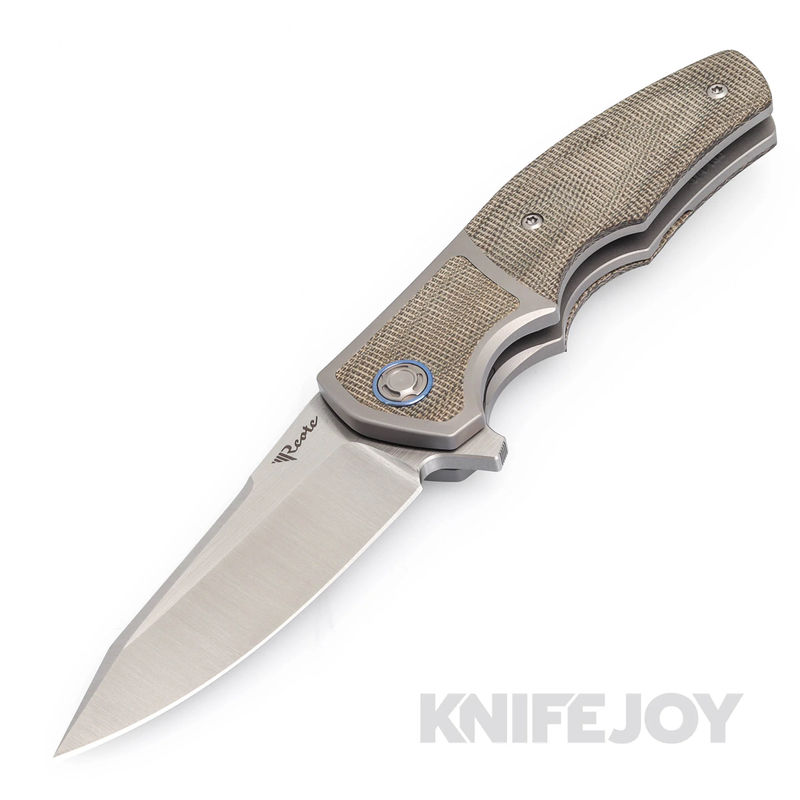 Reate Kirby Lambert Mini Crossroads Frame Lock Knife Satin Blade with OD Green Micarta Handles