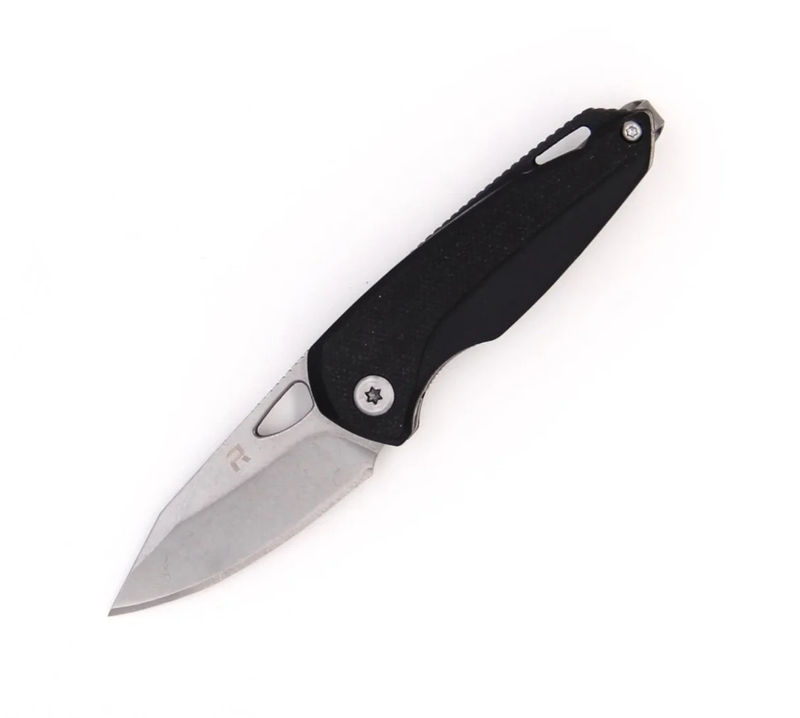REVO Knives Vipera Stonewashed Drop Point Blade with Textured Black G10 Handles