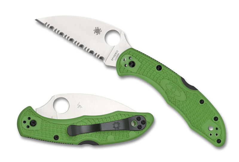Spyderco C88FSWCGR2 Salt 2 Wharncliffe Lockback Knife Green FRN (3" Serr)